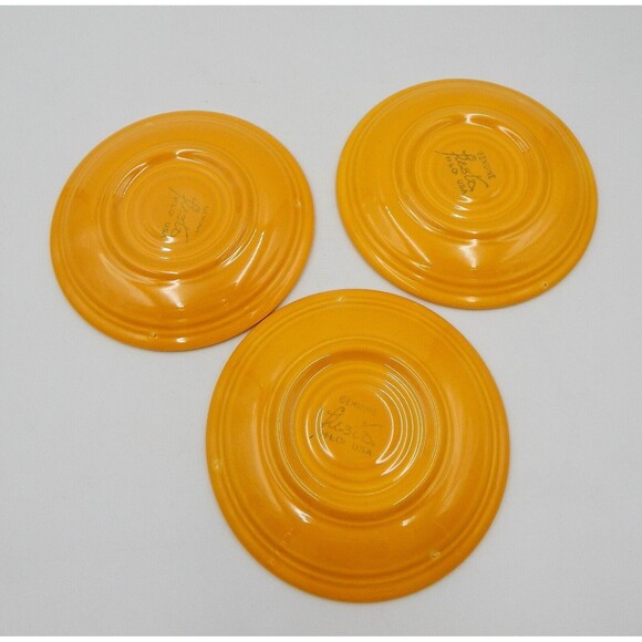 Fiesta Fiestaware Yellow Teacup Saucer Ring Handle HLC Genuine Fiesta USA S/3 - Picture 9 of 11